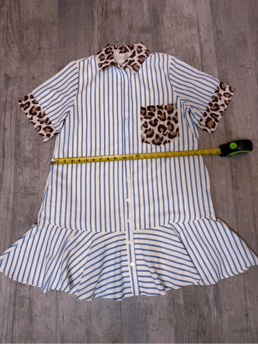 entro Striped Animal Print Drop Waist Button Front Mini Dress NWT - Picture 5 of 11